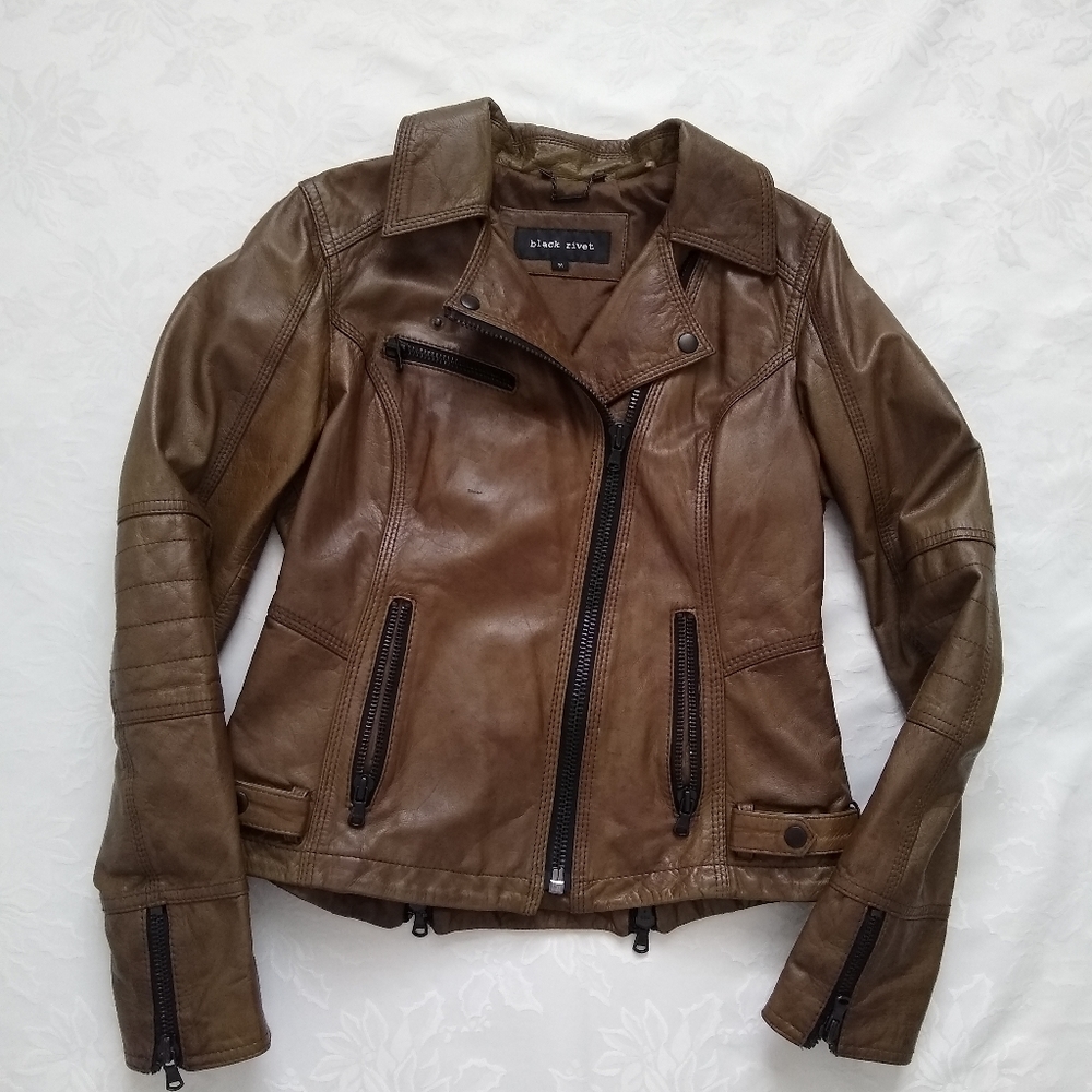 Wilsons Leather asymmetric moto biker jacket - Picture 1 of 12